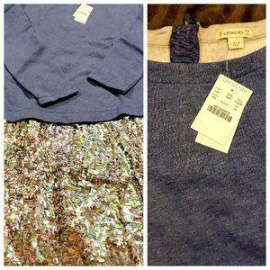 BNWT XXL Crewcuts J. Crew kids brand  sweatshirt dress sequins